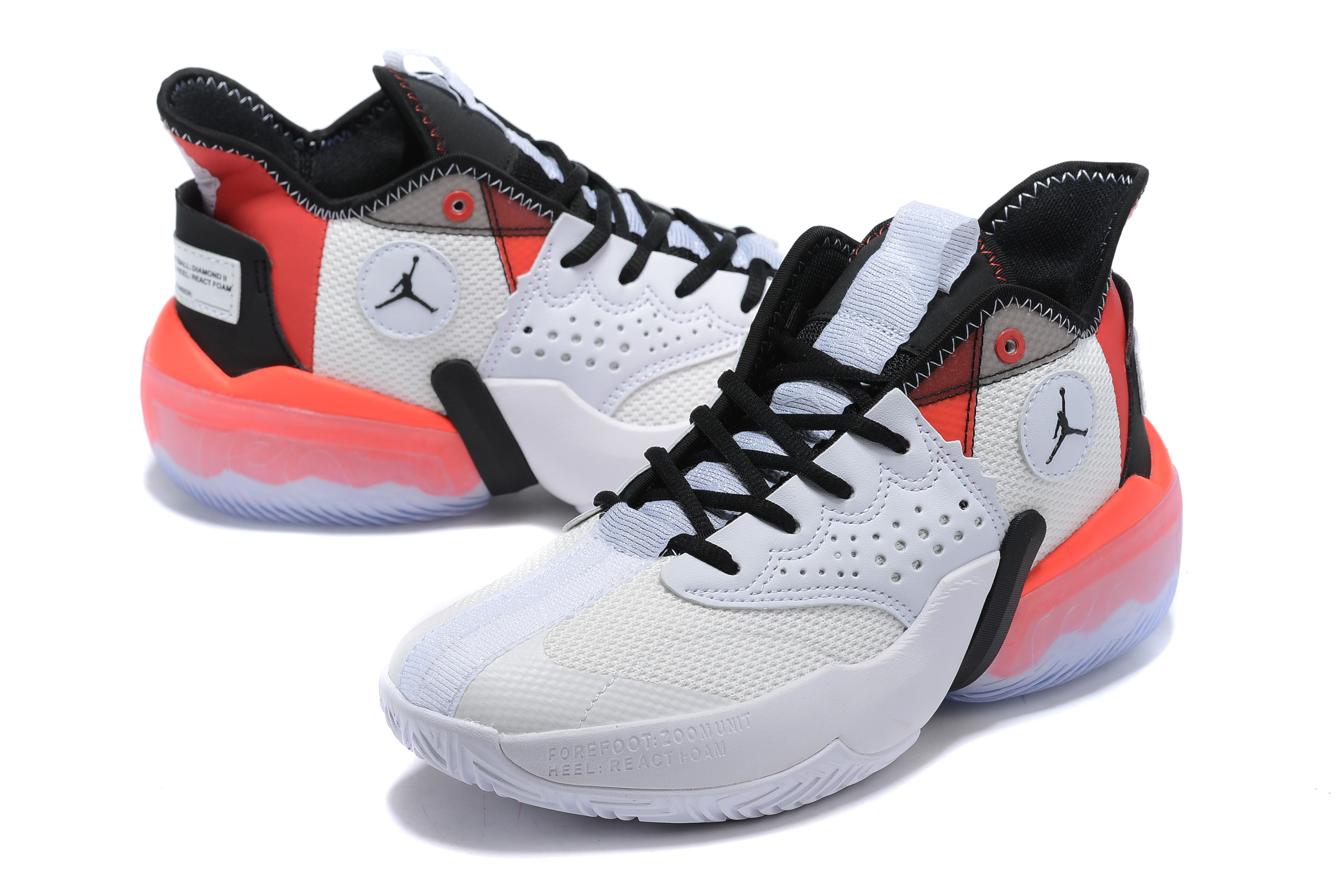 Jumpman Diamond Mid White Black Red Shoes - Click Image to Close